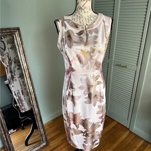 Enfocus Studio Pink and Cream Floral Midi Dress